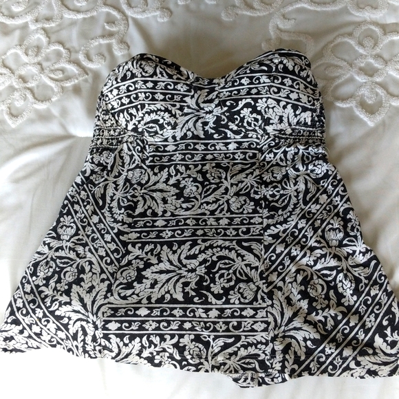 Billabong Black and White Strapless Top -Corset Style XSmall - Picture 1 of 12